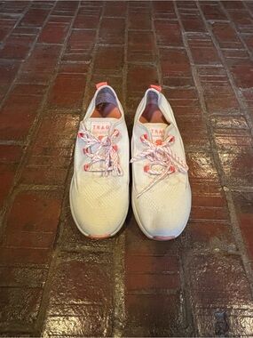 Traq by Alegria White and Coral Athletic Sneakers